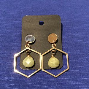 Real Citrine and Gold Geometric Earrings